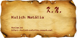 Kulich Natália névjegykártya